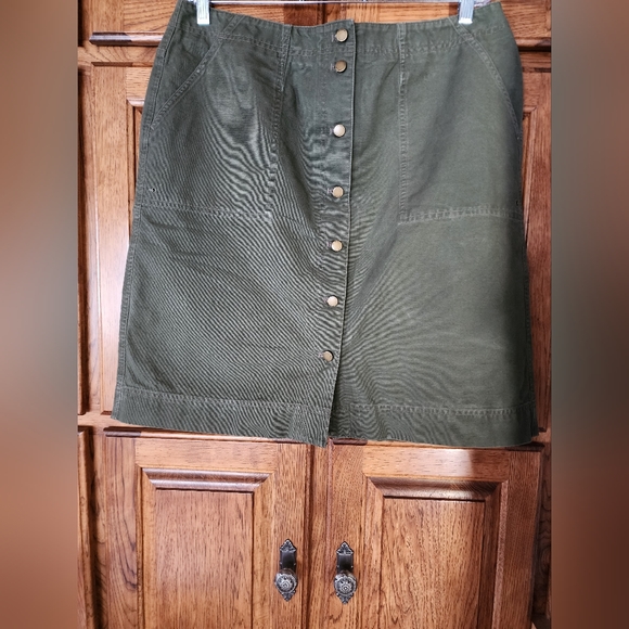 Lauren Ralph Lauren Olive Green Button Down Front Skirt Size 16W Vintage - Picture 6 of 11